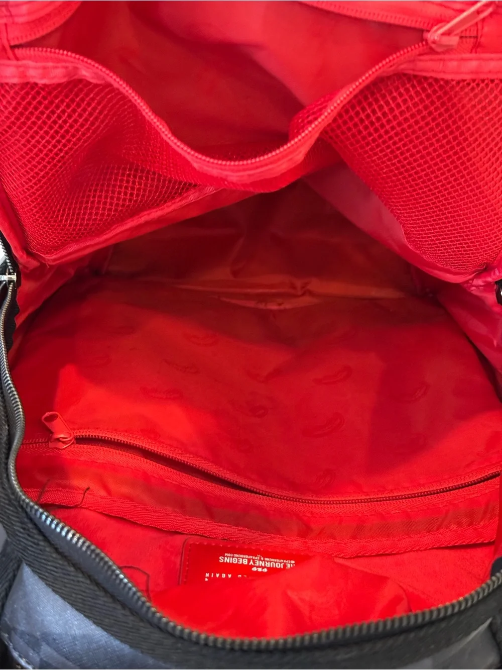 Sprayground Black Gray Red Shark Mouth Backpack
